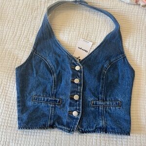 Showpo Blue Denim Halter Top